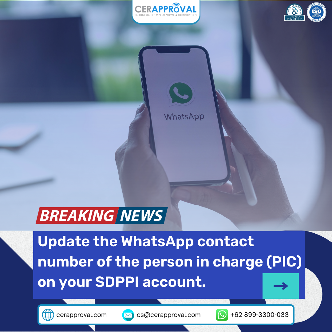 UPDATE THE WHATSAPP CONTACT NUMBER OF THE PERSON IN CHARGE (PIC) ON YOUR SDPPI ACCOUNT.